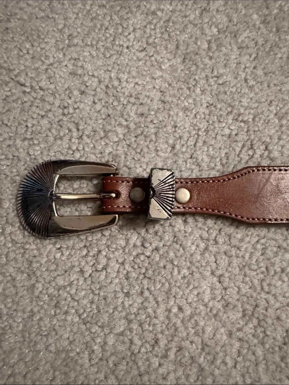 Vintage Leegin Silver Creek Leather  Western-Style Belt with Silver Animals
